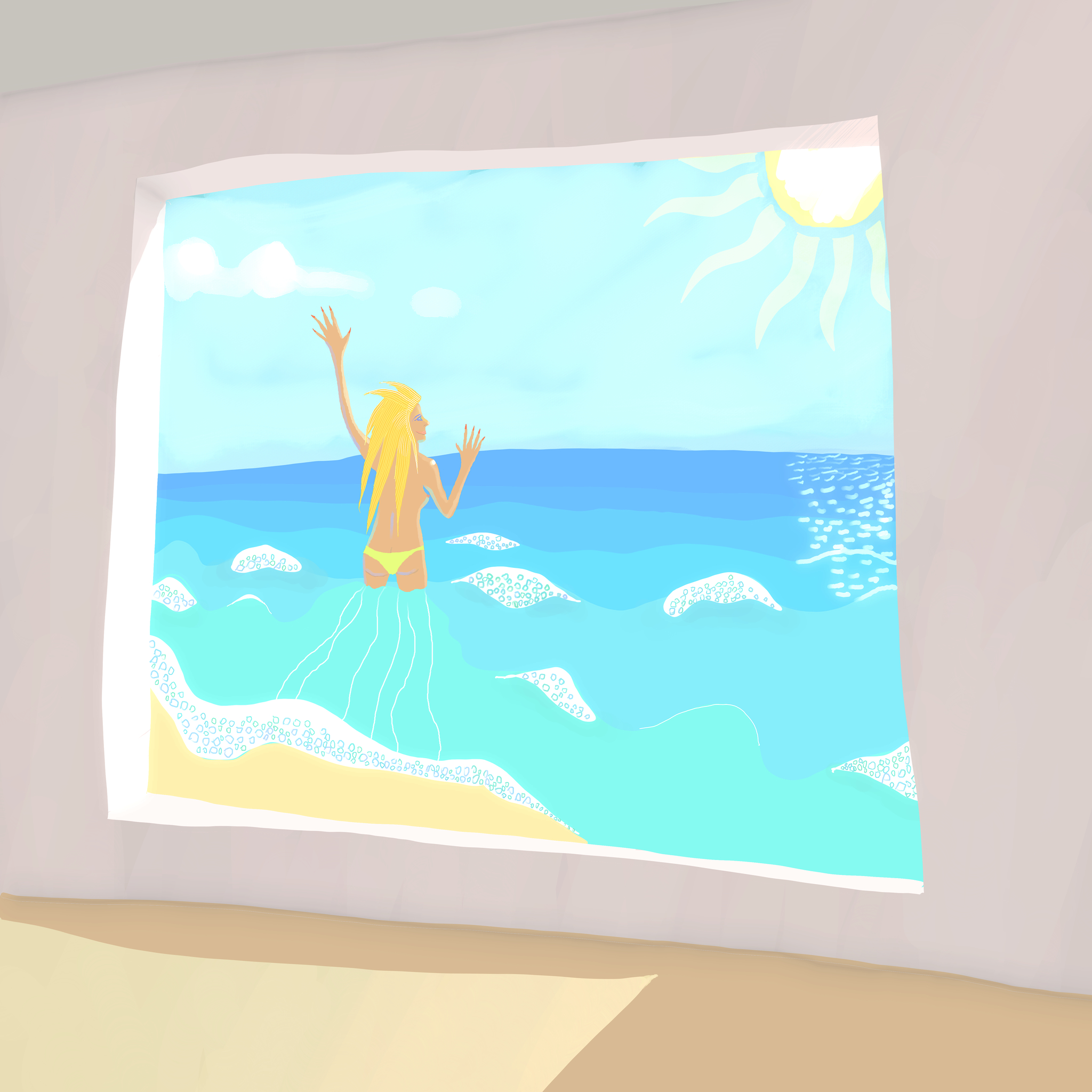 Girl entering the Ocean